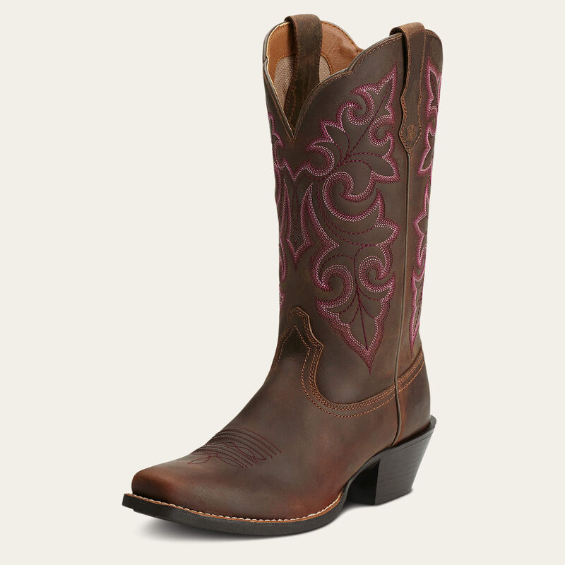 Ariat Wms Round Up Square Toe Powder Brown - Boxing Day Sales