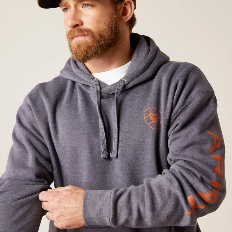 Ariat Mns Logo Hood Odyssey Gray Heather - Boxing Day Sales