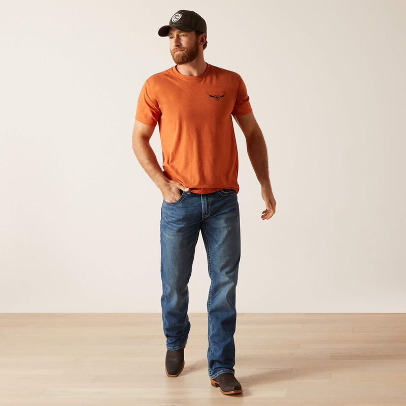 Ariat Mns 8 Sec SS T Shirt Adobe Heather Saddleworld Ipswich
