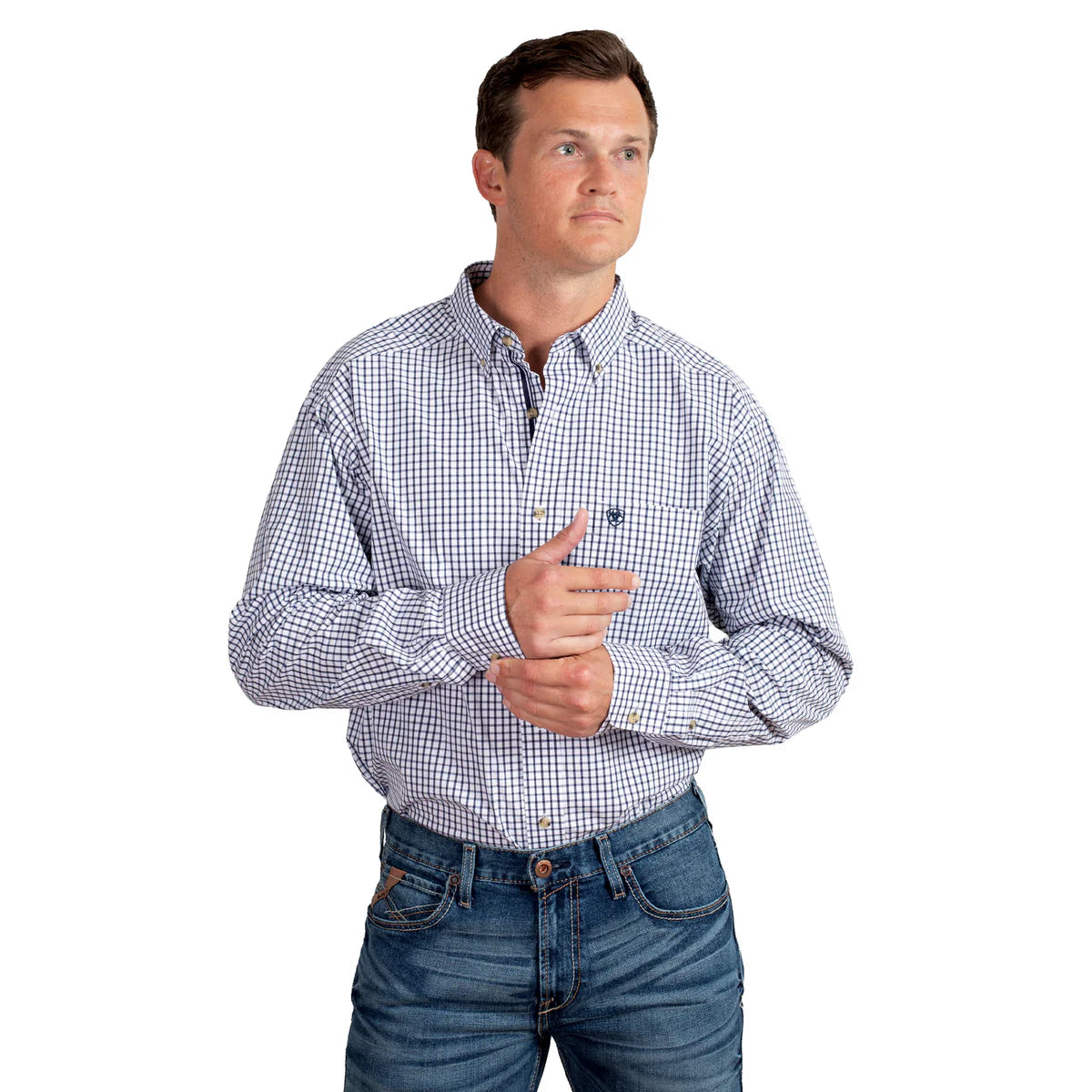 Ariat Mns Pro Series Cliff LS Shirt Navy Check