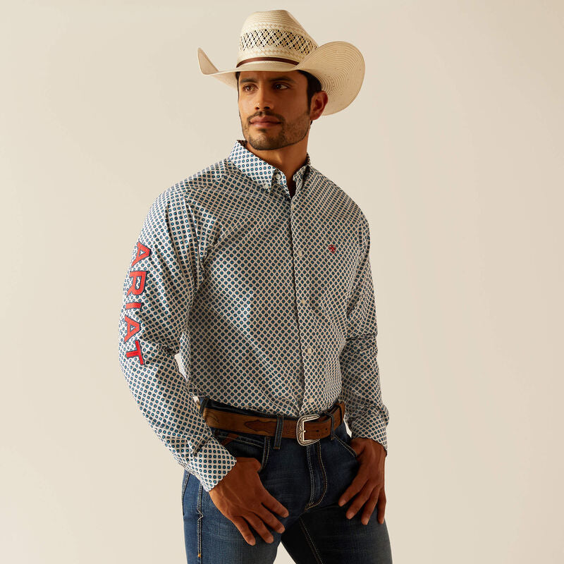 Ariat Mns Team Lochlan Fitted Long Sleeve Shirt White