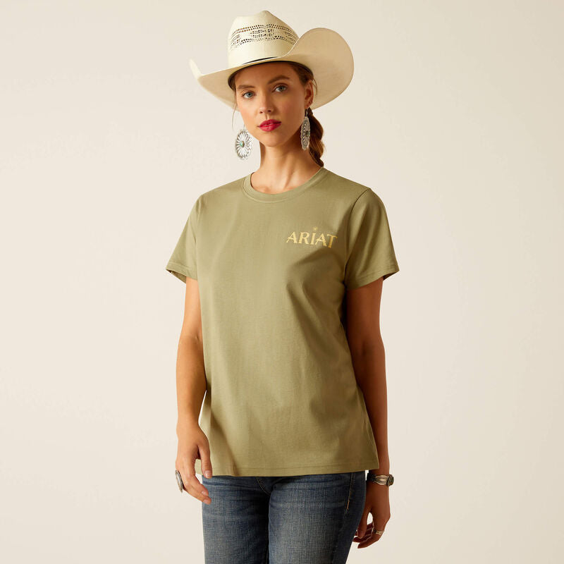 Ariat Wms Desert Scene SS T Shirt Oil Green