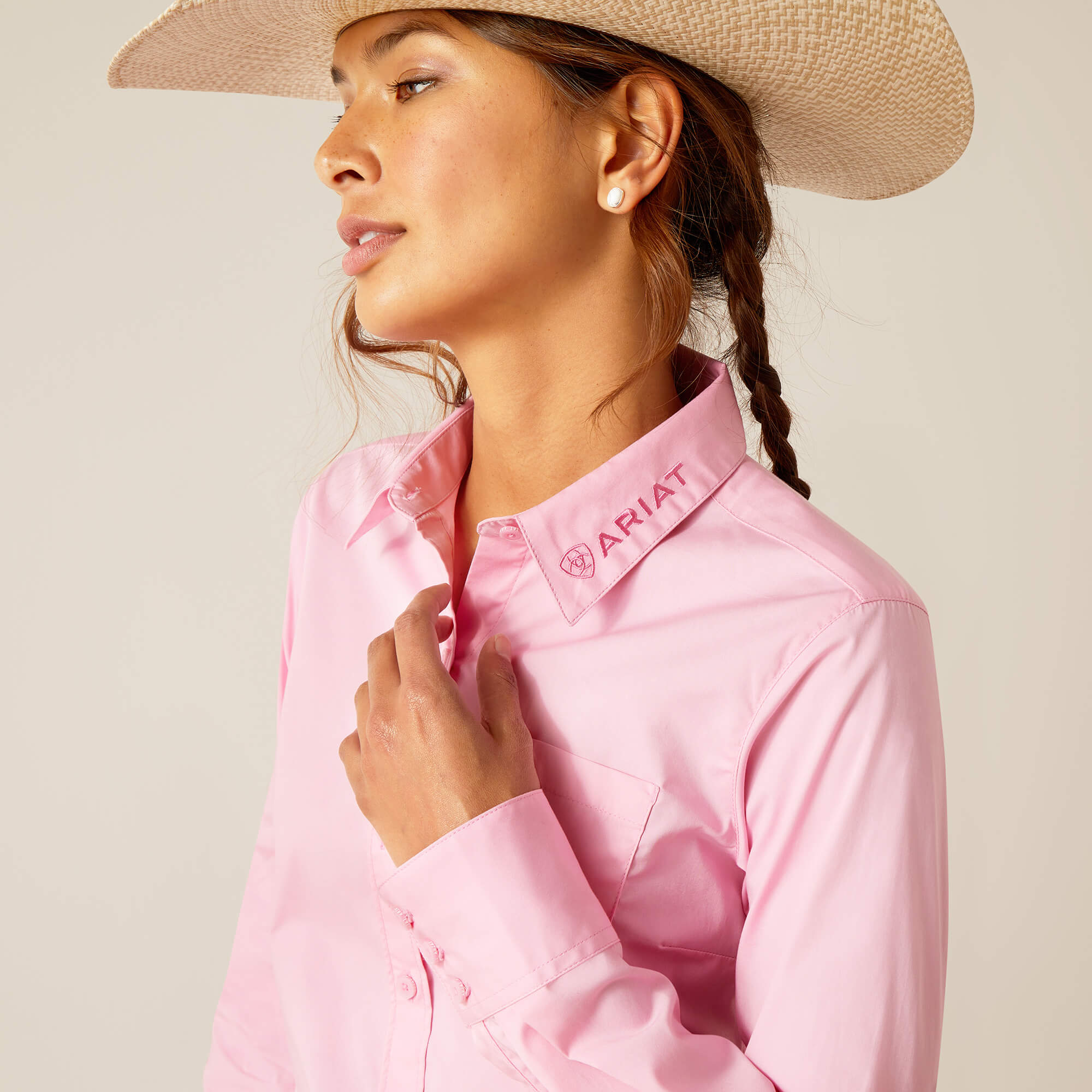 Ariat Wms TEAM Kirby Stretch LS Shirt Prism Pink