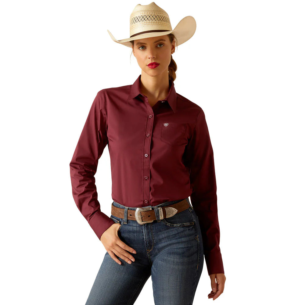 Ariat Wms Wrinkle Resistant Kirby LS Shirt Burgundy