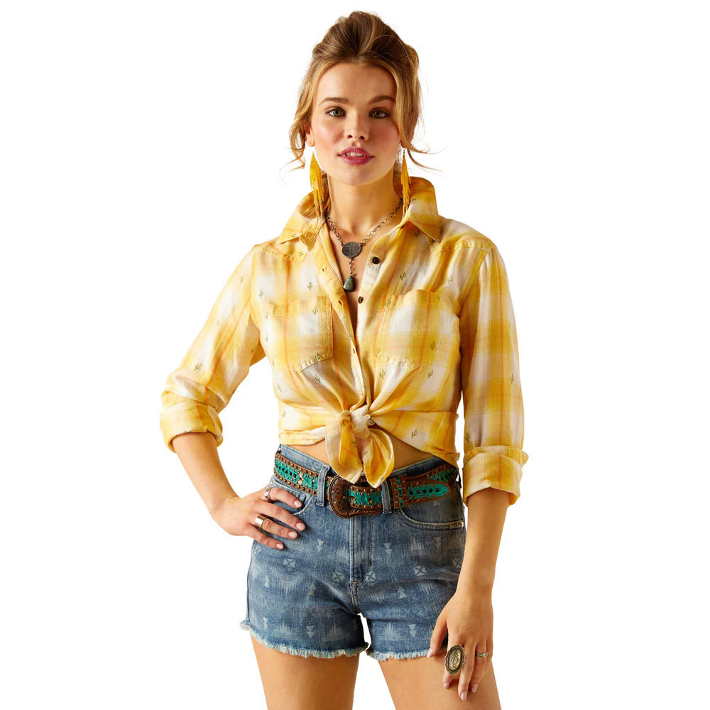 Ariat Wms REAL Billie Jean Long Sleeve Shirt Cactus Plaid