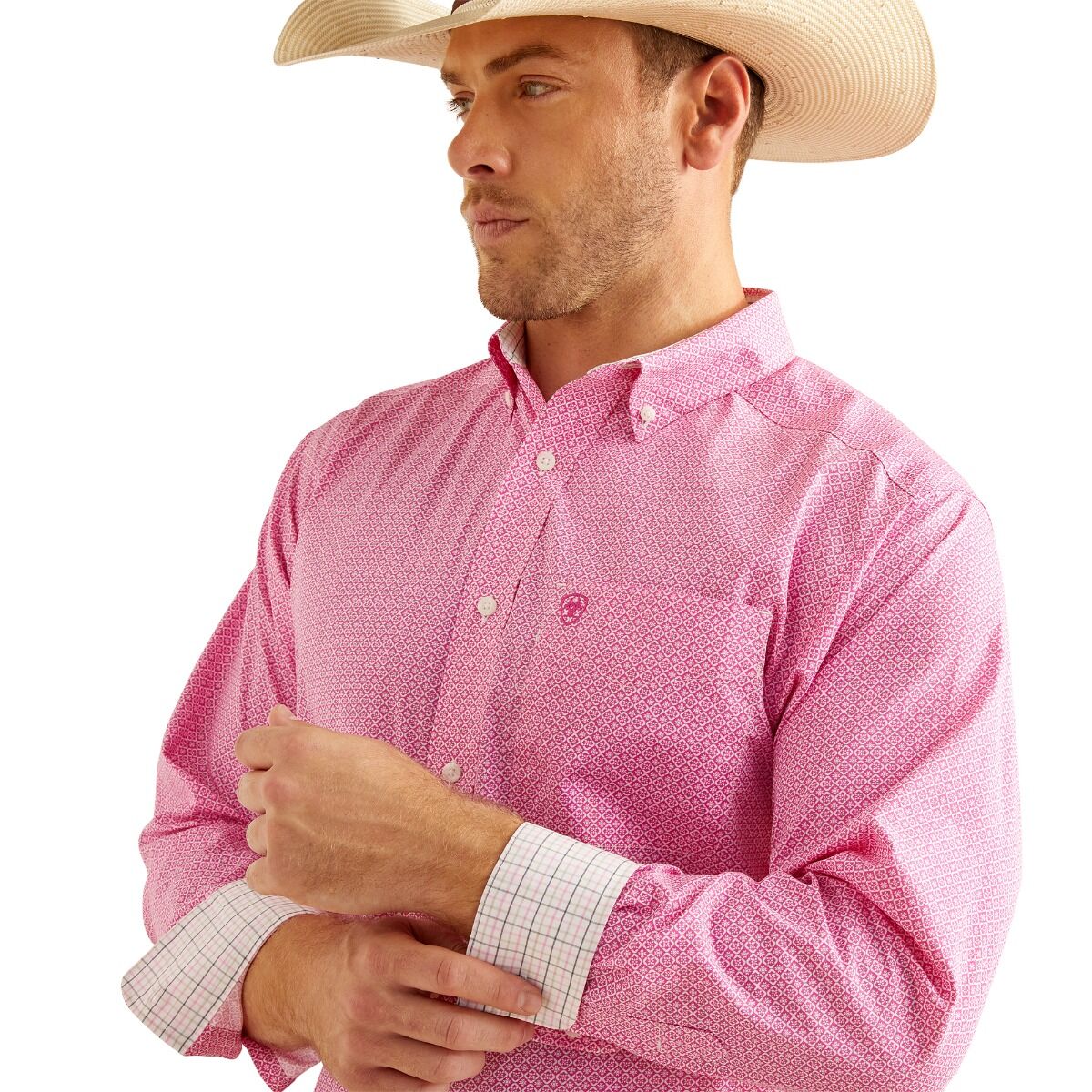 Ariat Mns Wrinkle Free Oden LS Shirt Rose Violet