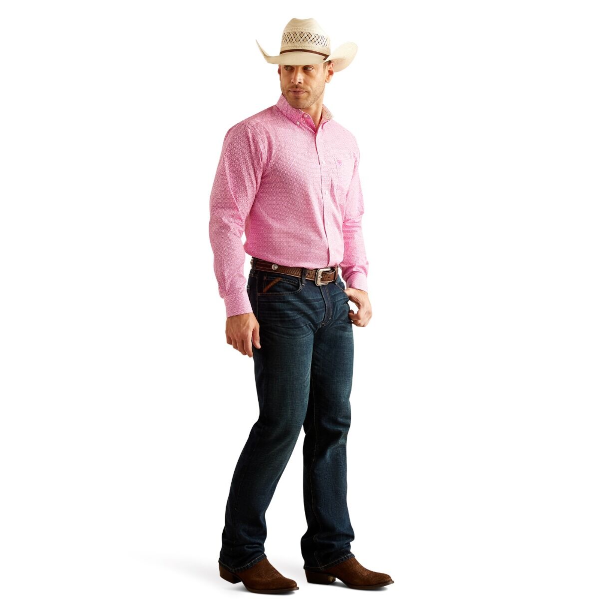 Ariat Mns Wrinkle Free Oden LS Shirt Rose Violet