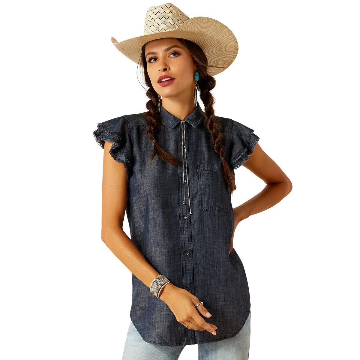 Ariat Wms Carriage SS Top Indigo Rinse