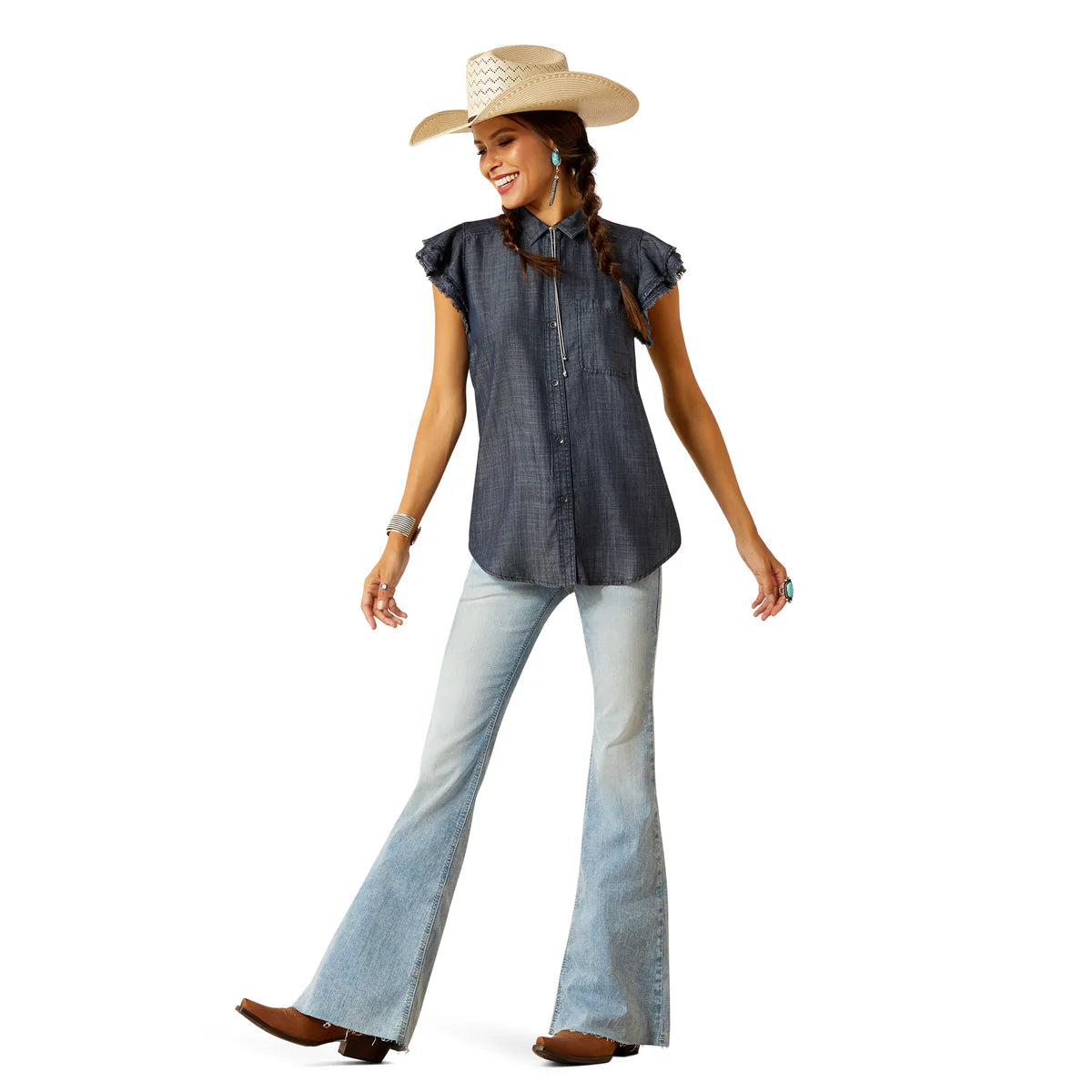 Ariat Wms Carriage SS Top Indigo Rinse