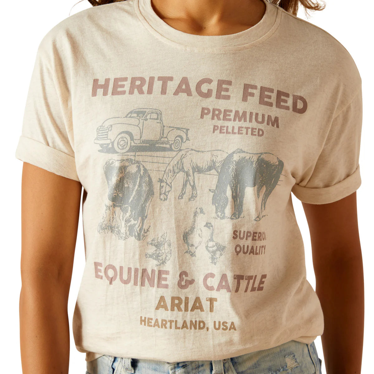 Ariat Wms Feed SS Tee Oatmeal Heather