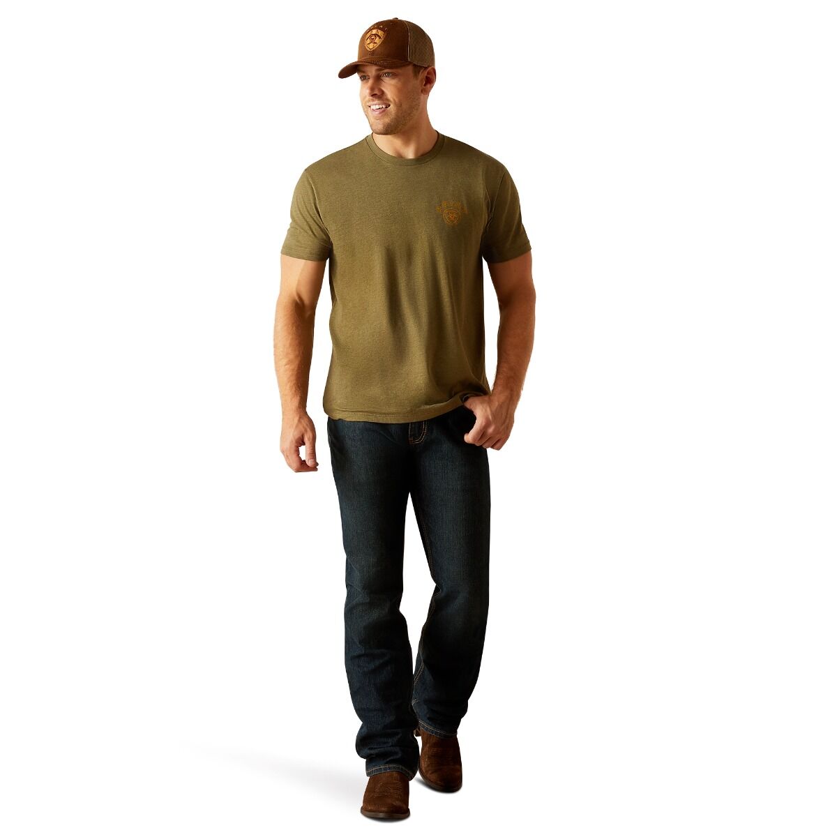 Ariat Mns Bisbee Circle SS T Shirt Military Heather