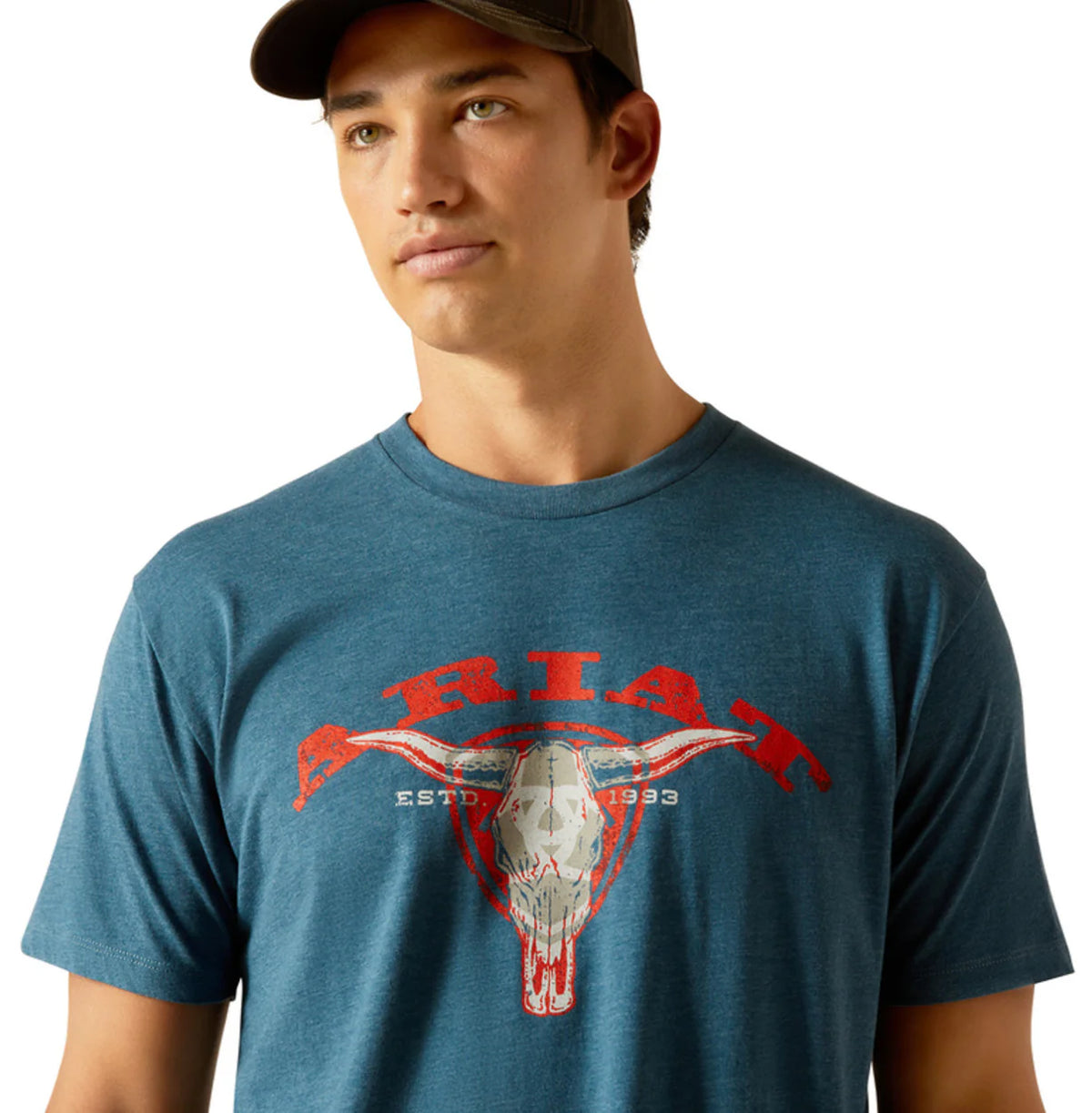 Ariat Mns Abilene Skull SS T Shirt Seel Blue Heather