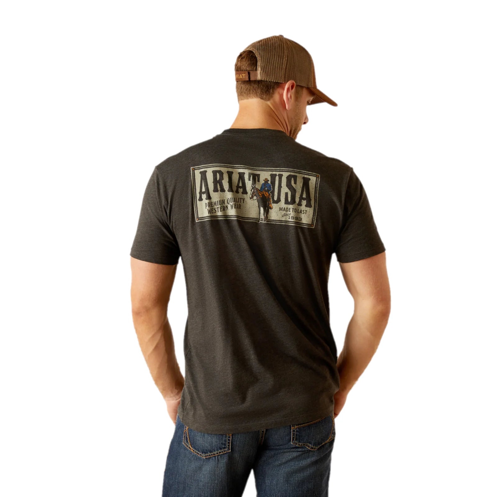 Ariat Mns Rider Label SS T Shirt Charcoal Heather