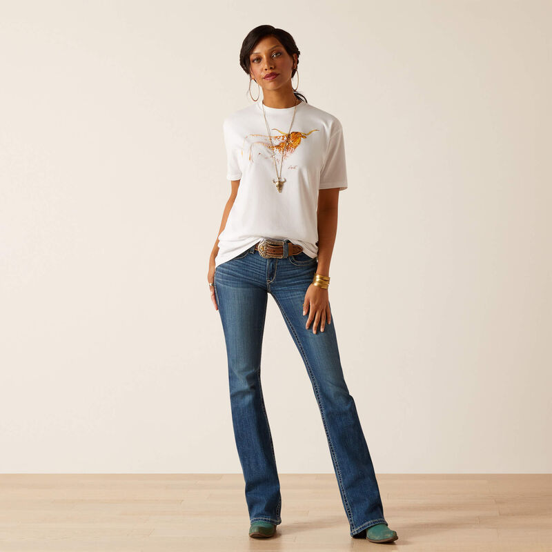 Ariat Wms Maternal Cow SS T Shirt White