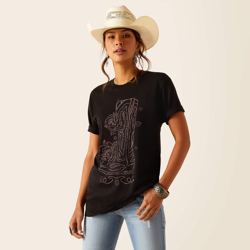 Ariat Wms Tall Boot Sketch SS T Shirt Black