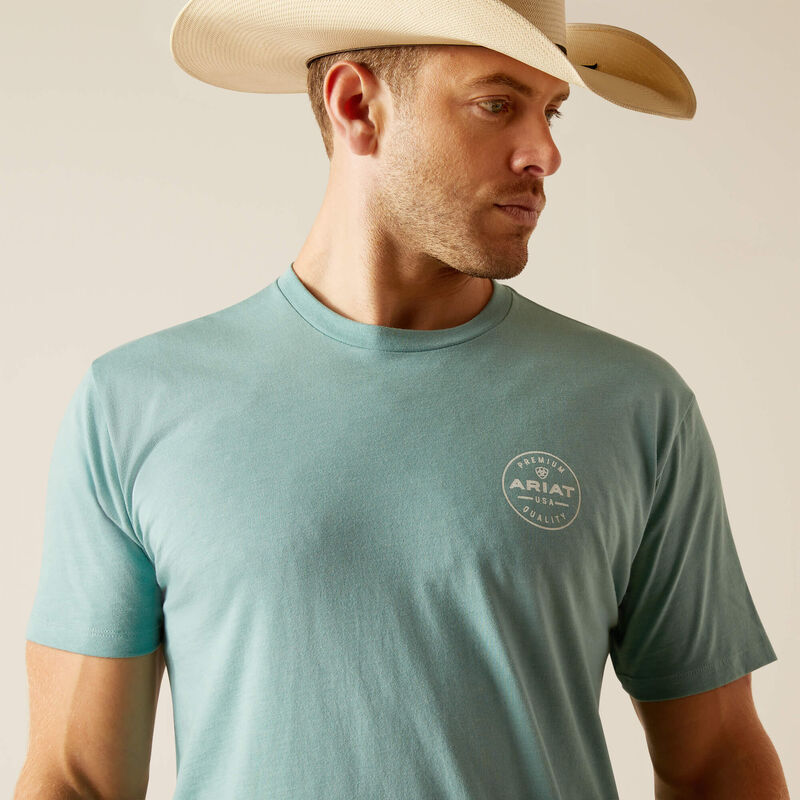 Ariat Mns Heritage Circle SS T Shirt Oil Blue Heather