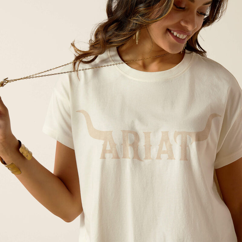 Ariat Wms Wild Hat Cropped SS Tee Coconut Milk