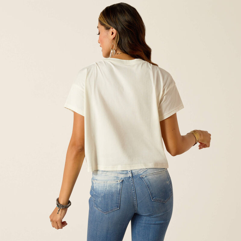 Ariat Wms Wild Hat Cropped SS Tee Coconut Milk