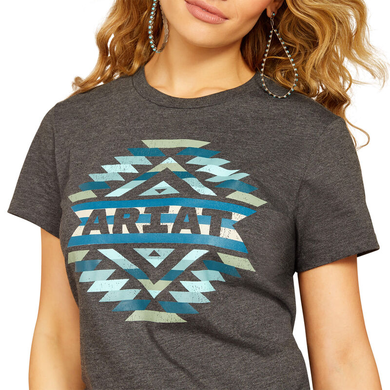 Ariat Wms Southwest Classic SS Tee Charcoal Heather