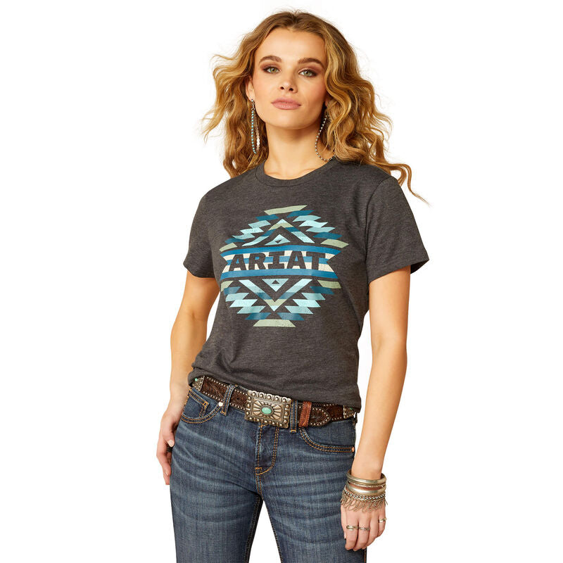 Ariat Wms Southwest Classic SS Tee Charcoal Heather