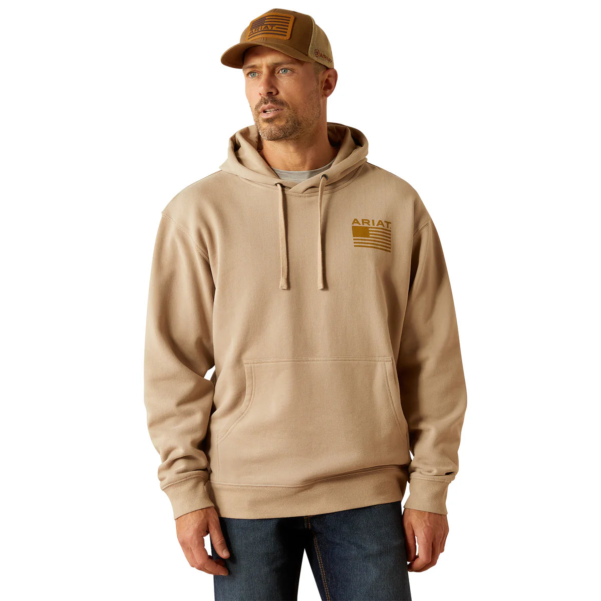 Ariat Mns Camo Hex Hoodie Beige