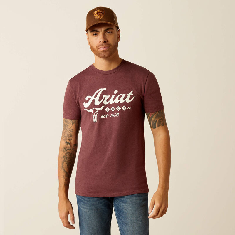 Ariat Mns Established Boot Co SS Tee Maroon Heather