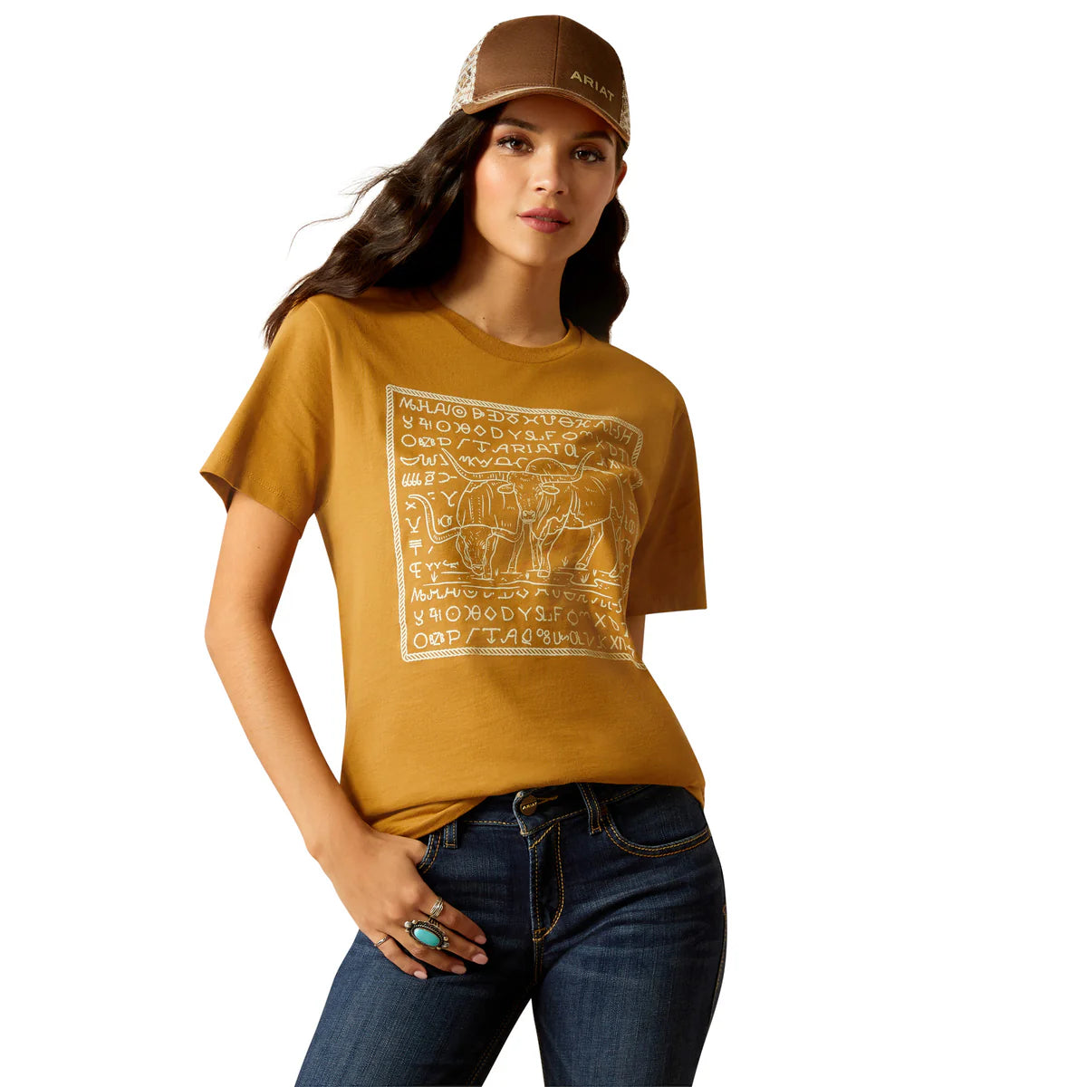 Ariat Wms Longhon Brand SS Tee Harvest Gold