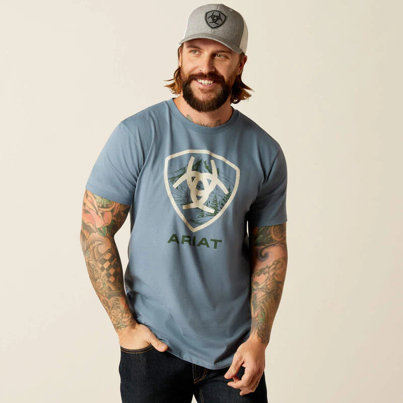 Ariat Mns Rocky Peak SS Tee Light Denim