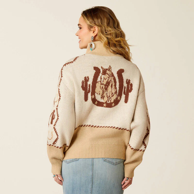 Ariat Wms Wild West Sweater Summer Sand/Irich Cream