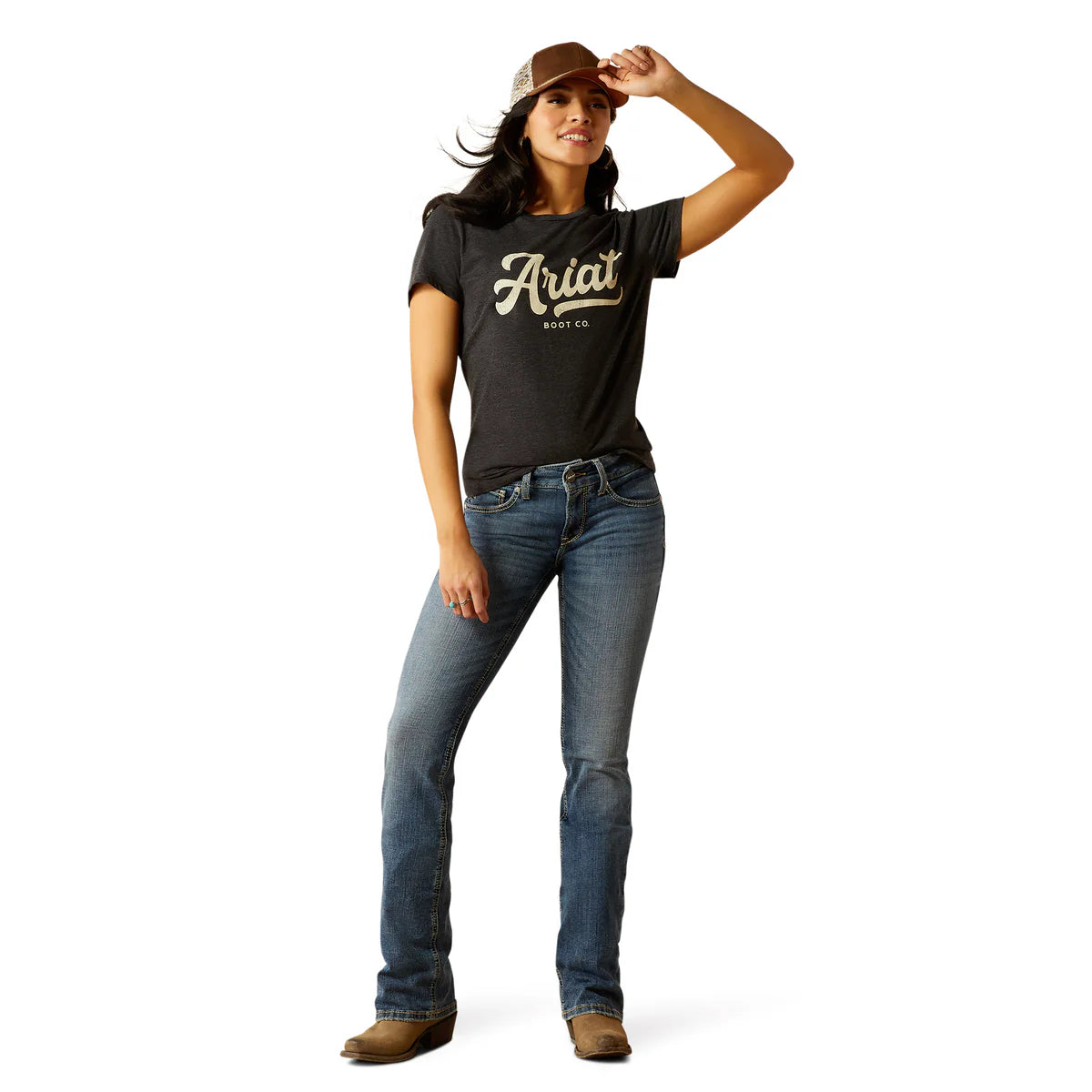 Ariat Wms Boot Script SS Tee Charcoal Heather