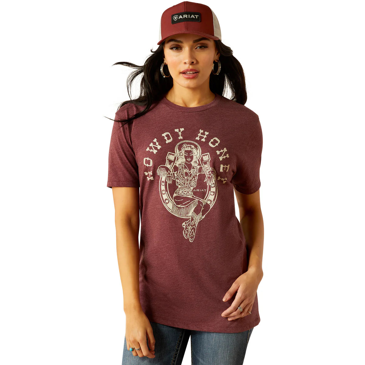 Ariat Wms Rodeo Sweetie SS Tee Maroon Heather