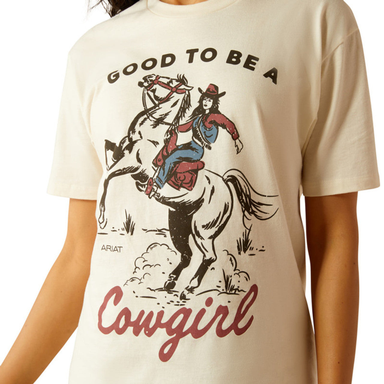 Ariat Wms Good To Be a Cowgirl SS Boyfriend Tee Off White