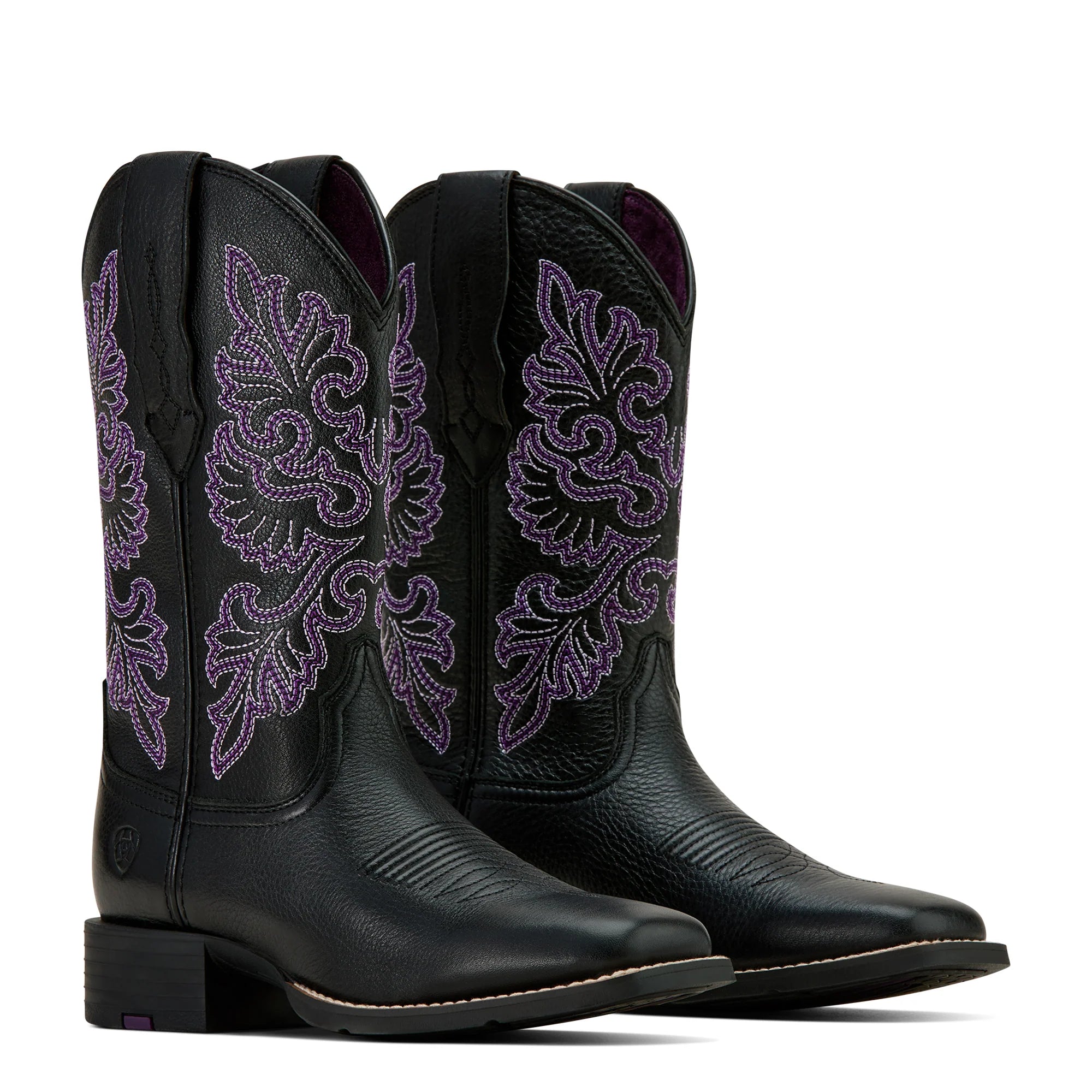 Ariat Wms Round Up Wide Square Toe Stretchfit Black Deertan