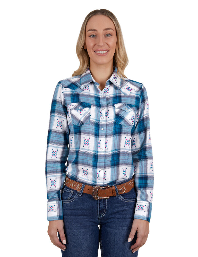 Bullzye Wmns Half Placket Work Shirt - Saddleworld Ipswich