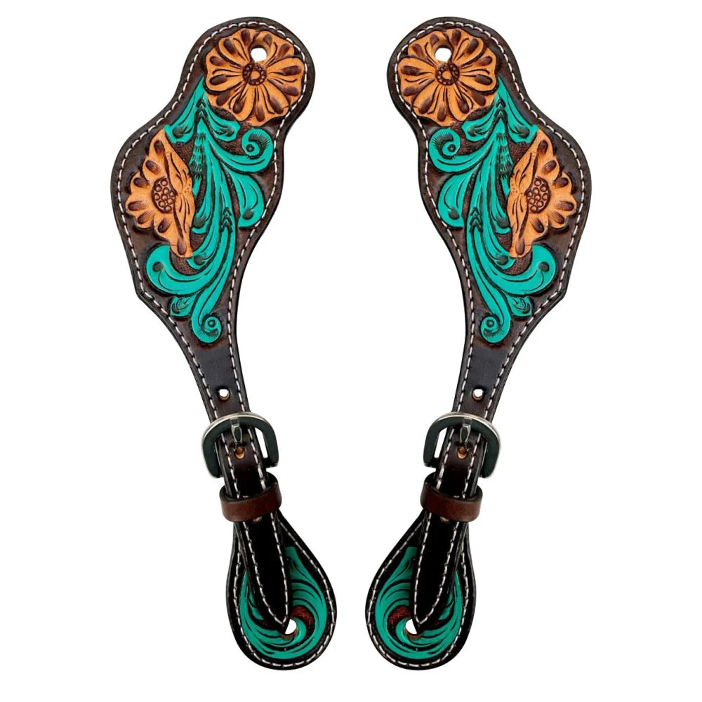 Jora Autumn Hand Painted Western Leather Spur Straps