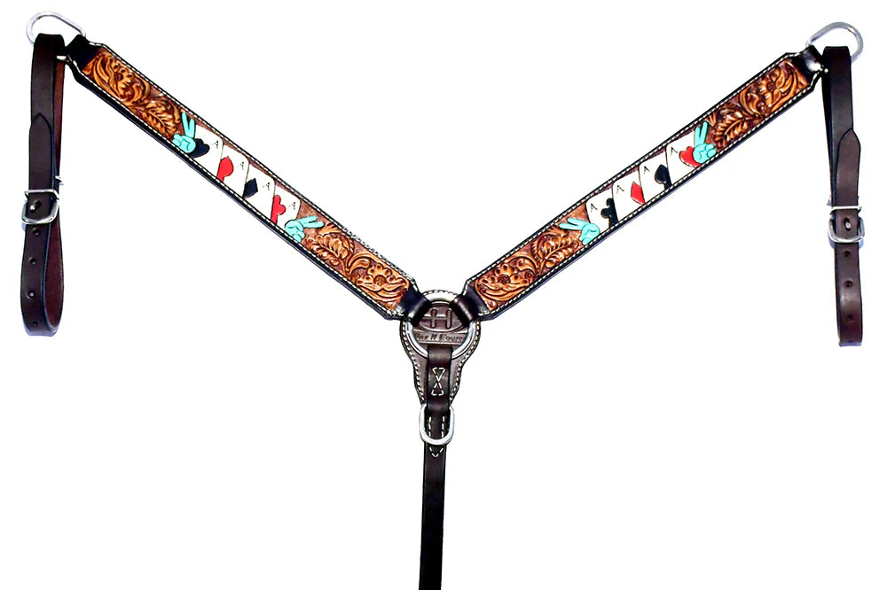 Elky Poker Card Hand Painted Horse Leather Breastplate