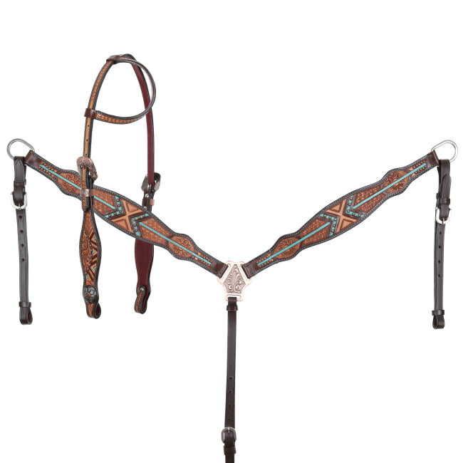 Showman Arrow Ridge One Ear Bridle and Breastplate Set