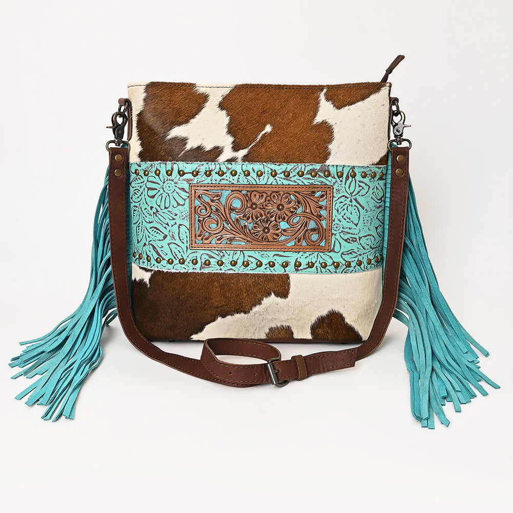 Ohlay Cowhide and Tooled Leather Handbag