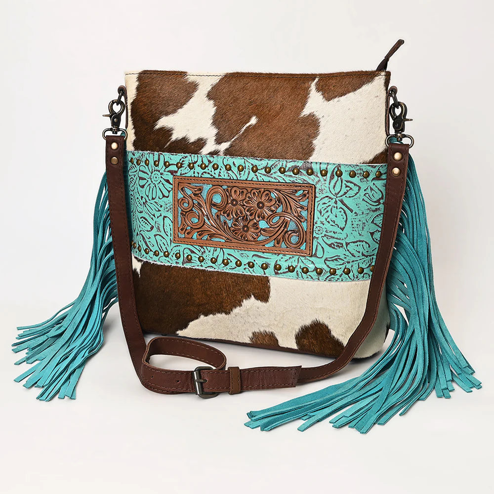 Ohlay Cowhide and Tooled Leather Handbag