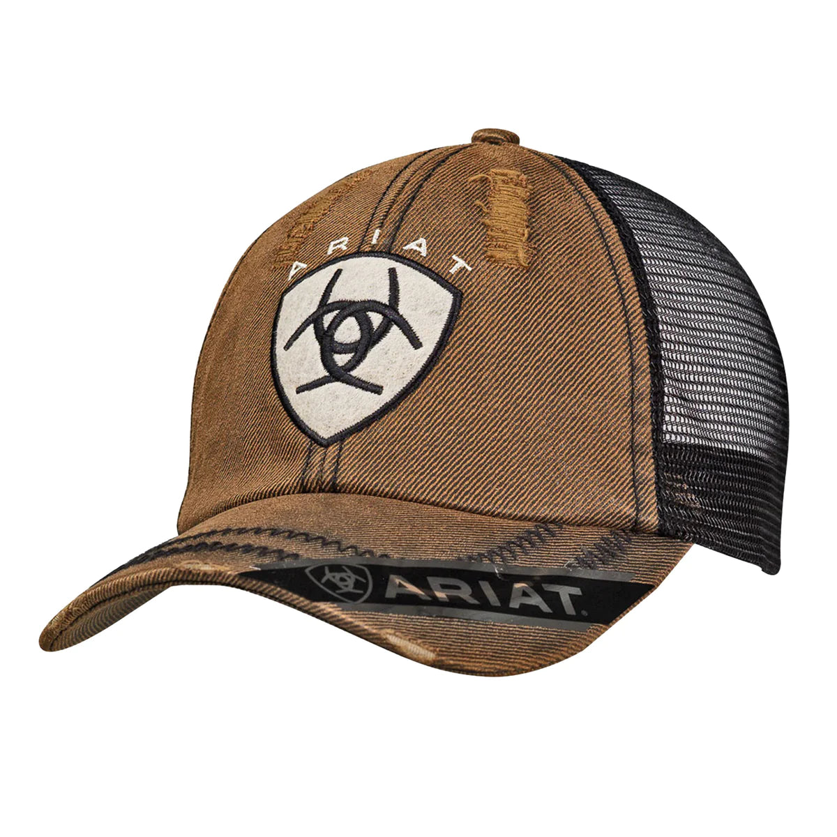 Ariat Mns B Fit Cap Centre Logo Distressed Brown Oilskin/Black