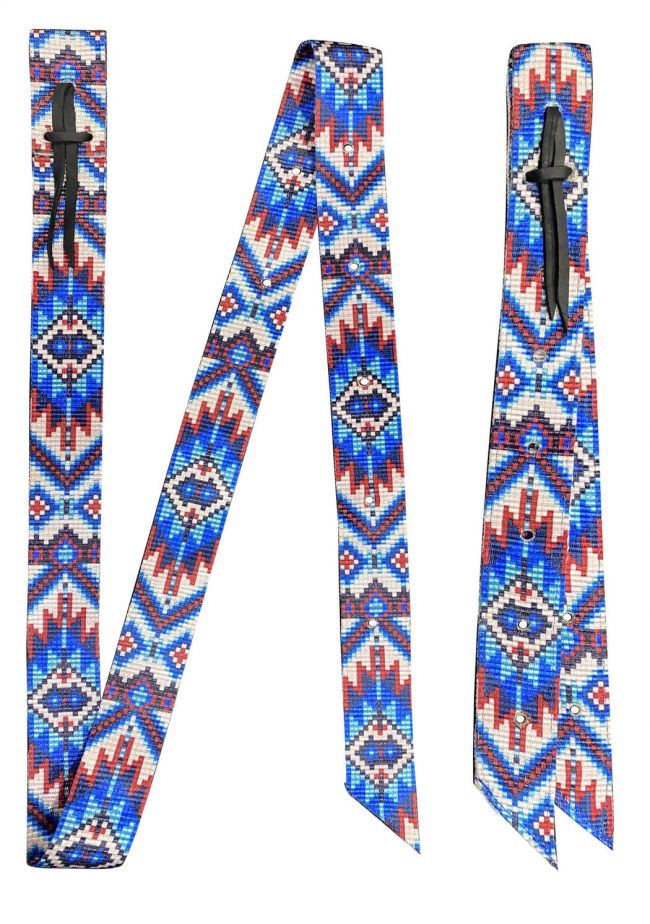 Showman Premium Quality Blue Southwest Print Nylon Tie Strap and Off Billet Set