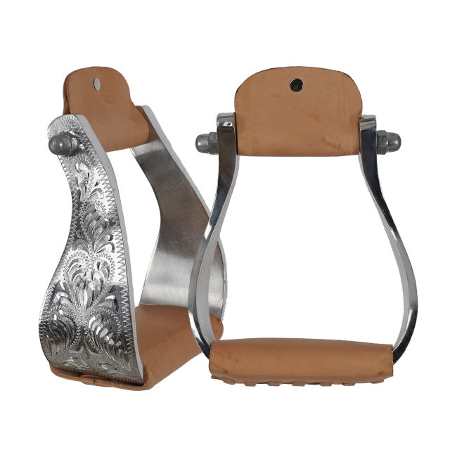 Showman Polished Aluminium Engraved Wide Stirrups