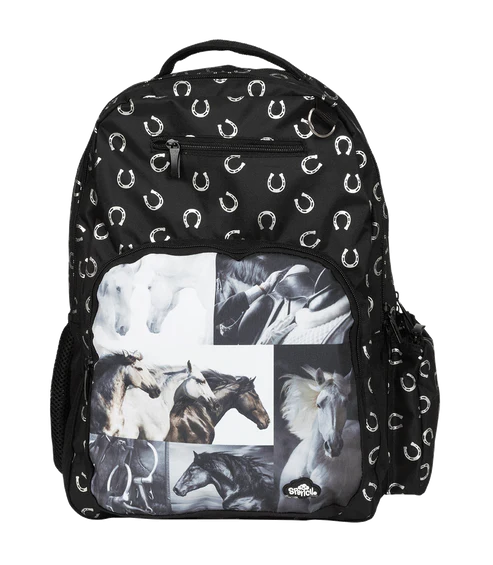 Spencil Big Kids Backpack - Black and White Horses