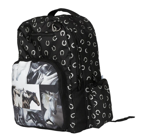 Spencil Big Kids Backpack - Black and White Horses