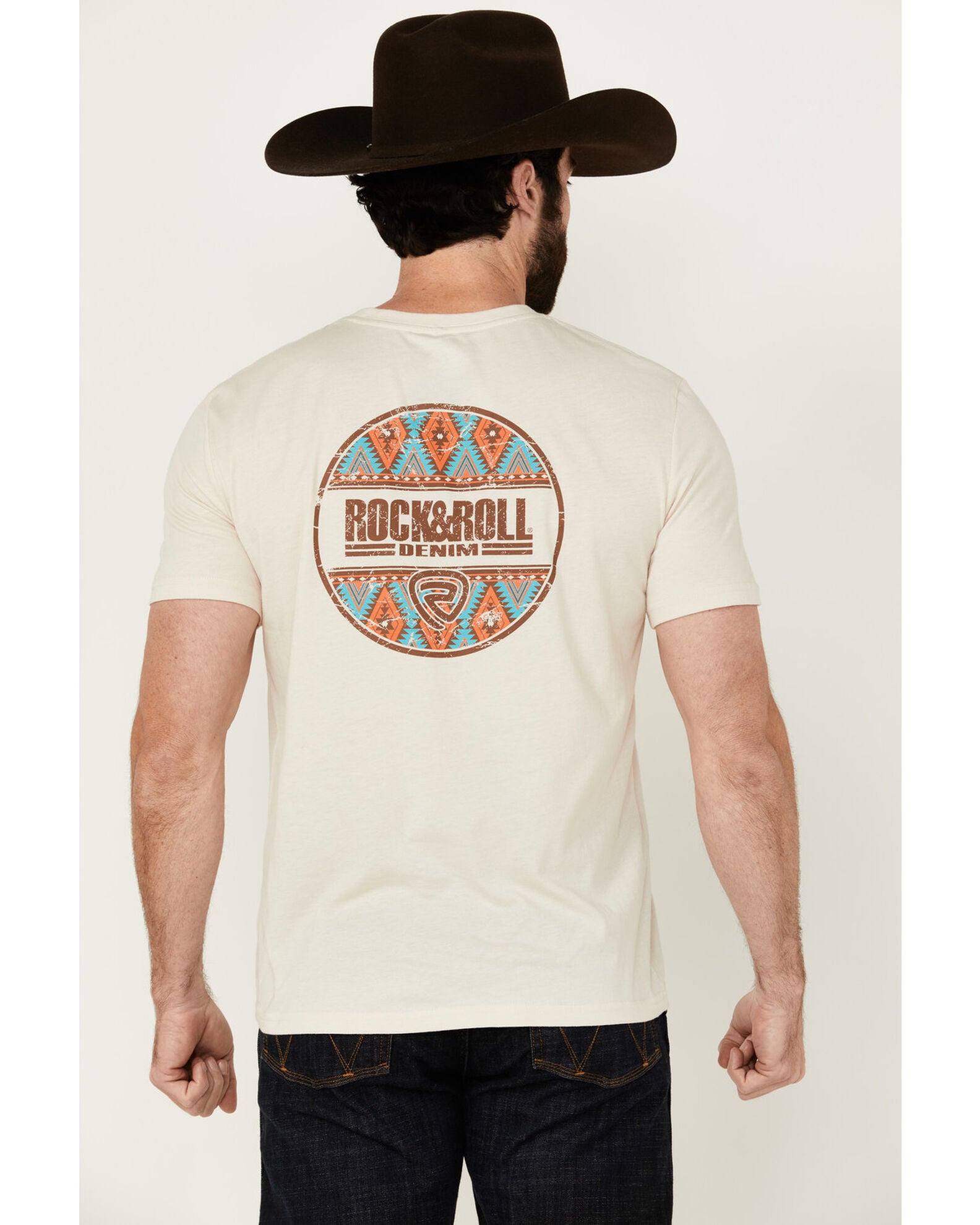 Rock and Roll Southwestern Circle Logo Short Sleeve Graphic T Shirt