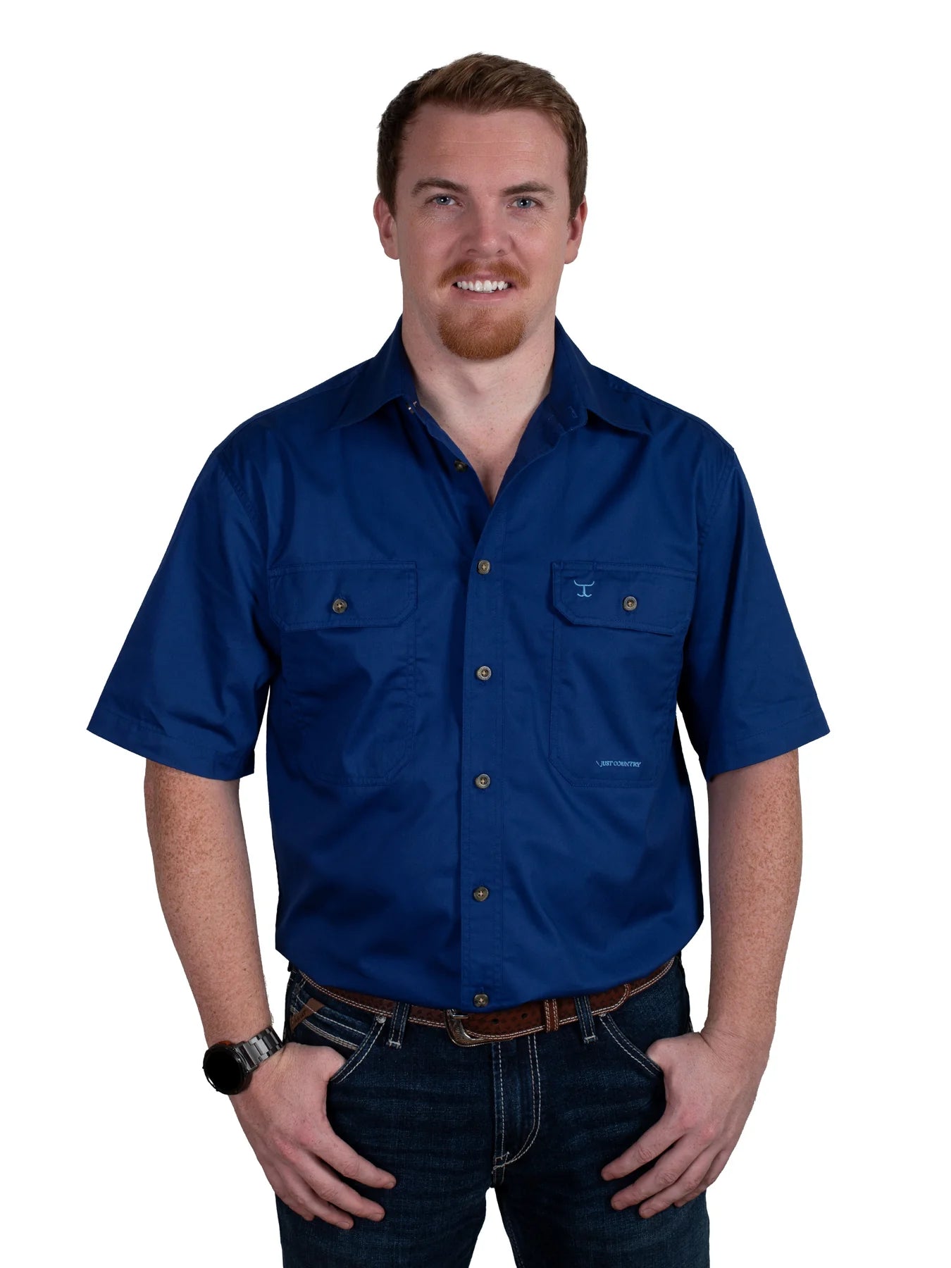 Just Country Mns Eddie Short Sleeve Full Button Workshirt