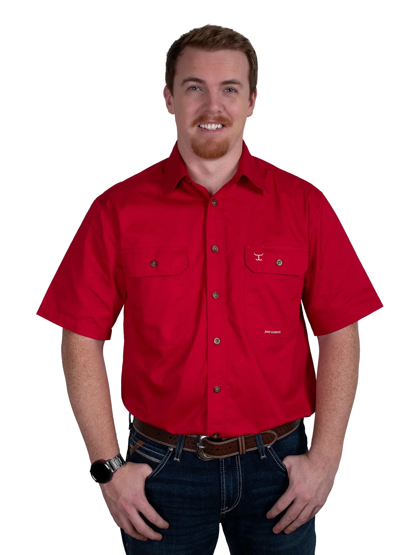 Just Country Mns Eddie Short Sleeve Full Button Workshirt