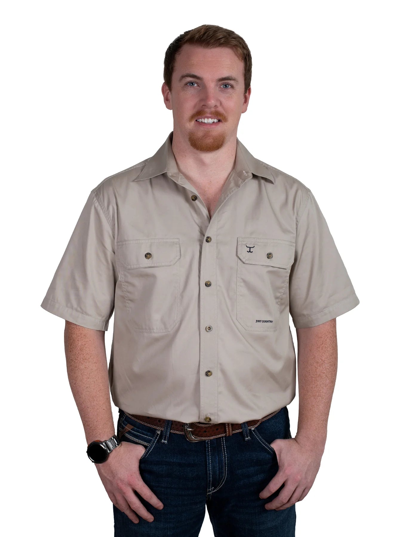 Just Country Mns Eddie Short Sleeve Full Button Workshirt