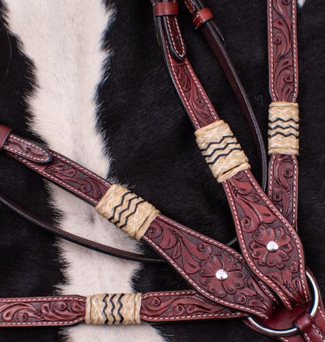 Showman Bridle Rawhide Braided and Breastplate Set