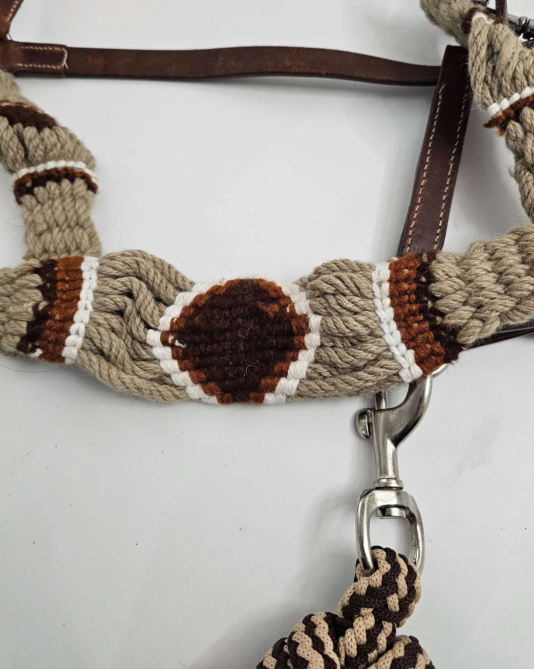 Toprail Woolen Cord and Leather Halter with Lead Rope